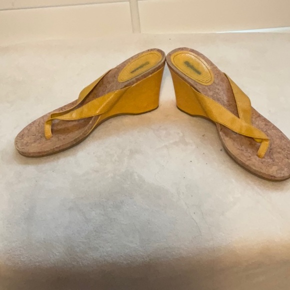 Yellow and Brown Sandals with Cork Footbed - Picture 5 of 8
